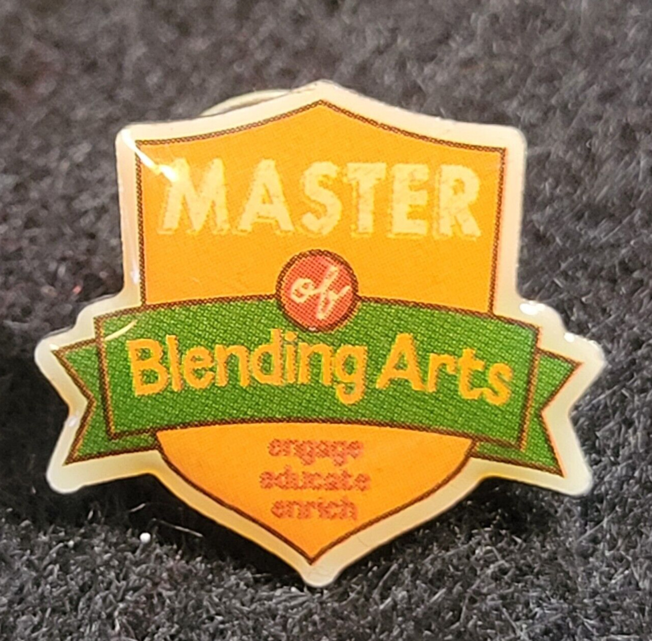 Master of Blending Arts engage educate enrich silver tone Lapel Hat Vest Pin