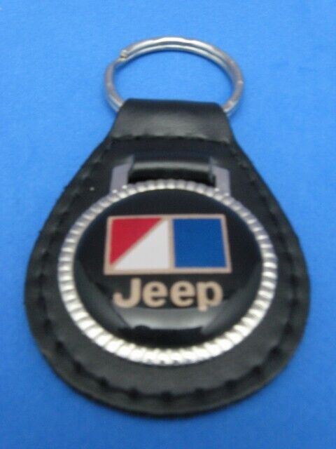 Jeep genuine grain leather keychain key fob used old stock