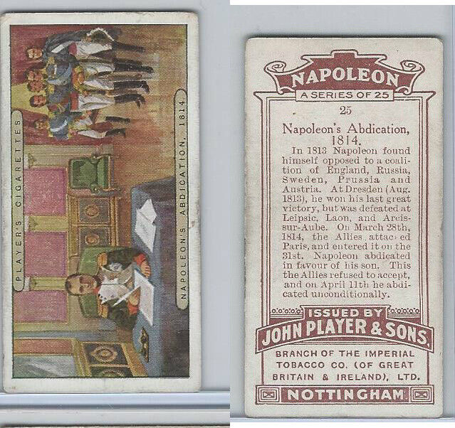 P72-40 Player, Napoleon, 1916, #25 Abdication, 1814