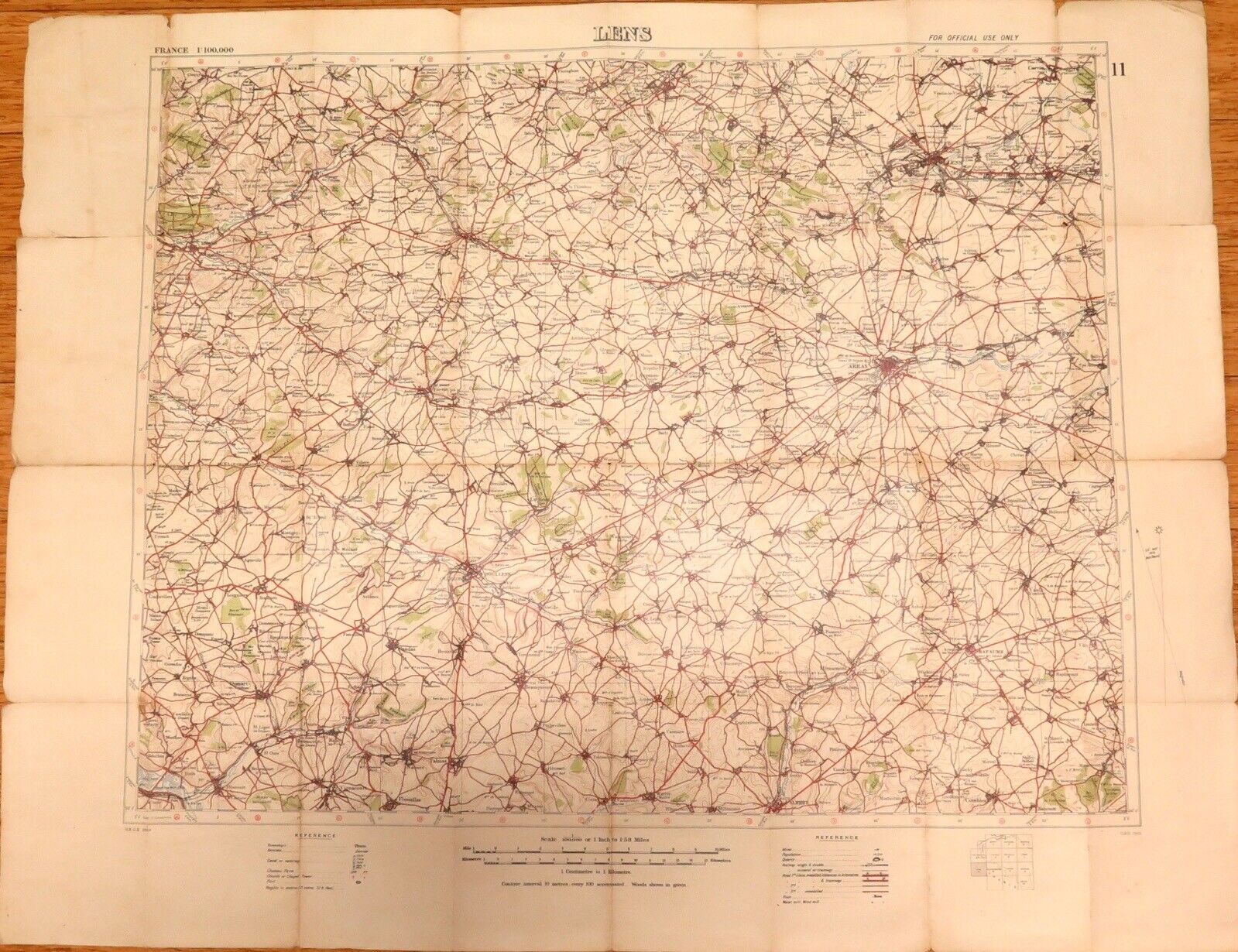 Scarce WW1 c1916 British Large Map of Lens, France.