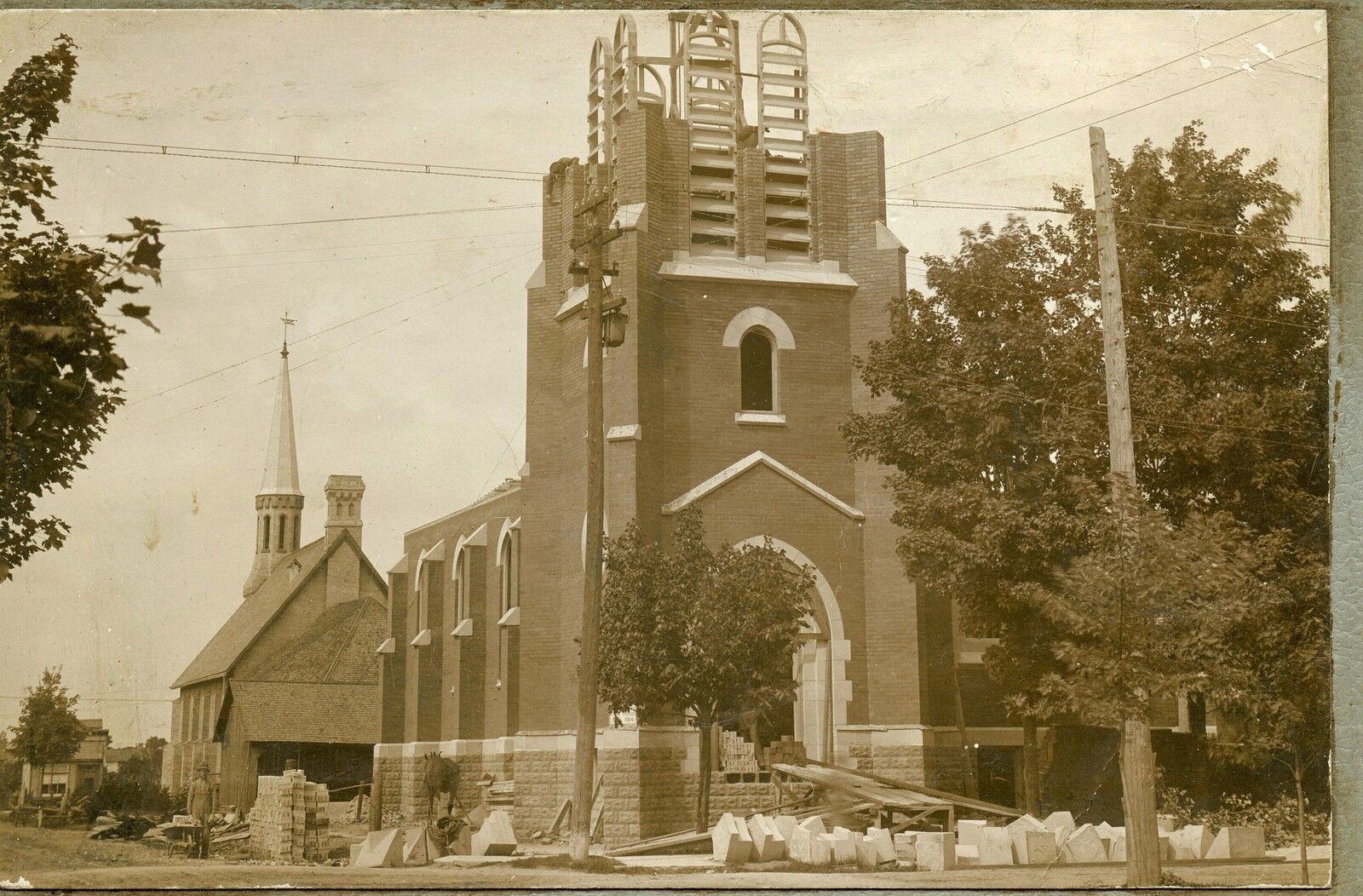 Church under Construction, Vintage Photo, 1914