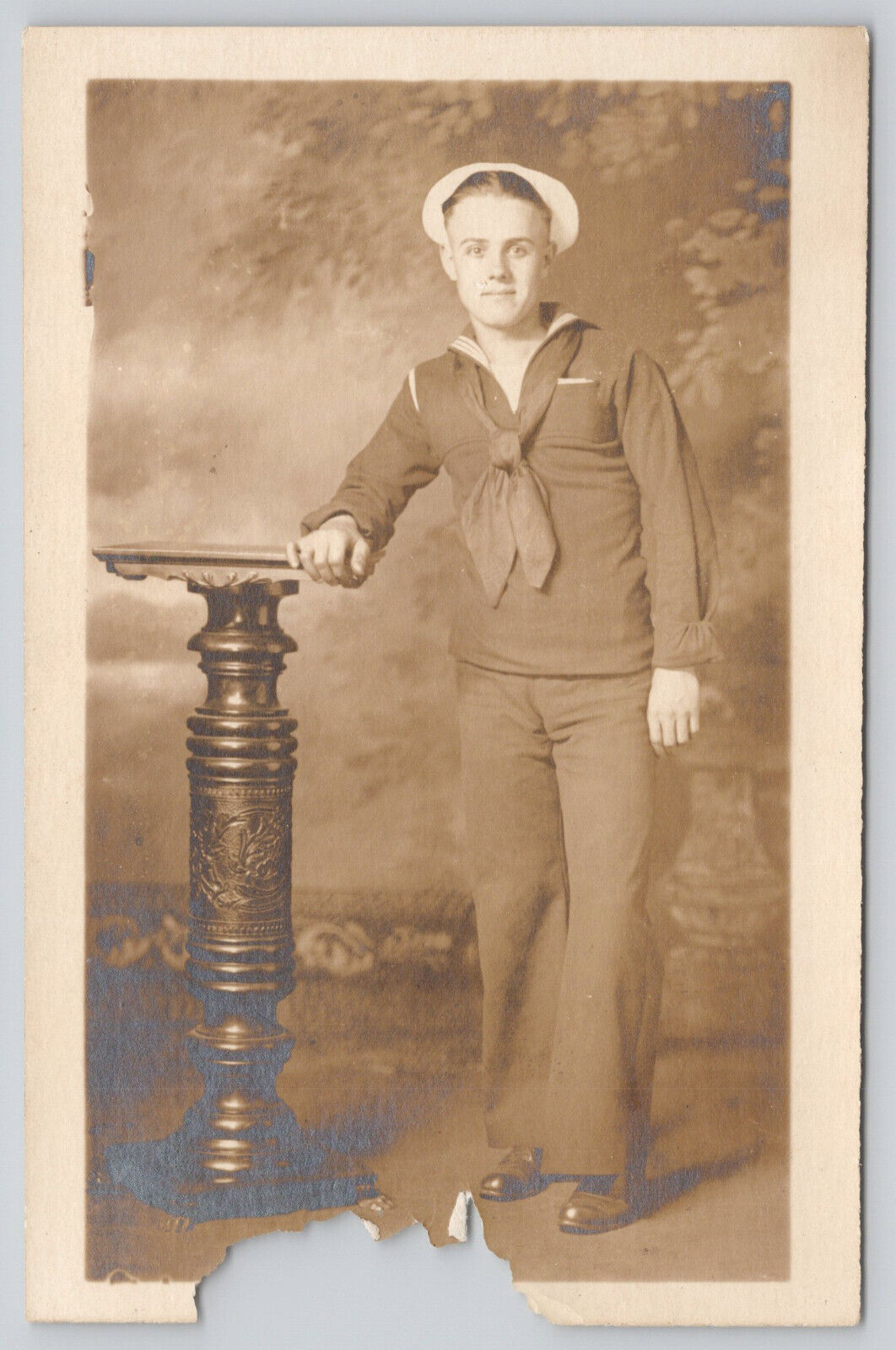 RPPC Navy Sailor (Charles) USS Early 1900\'s Unposted Damaged (465)