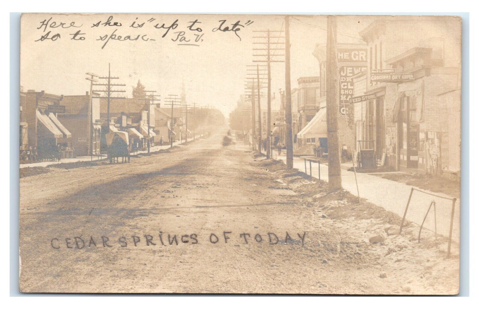 Postcard Cedar Springs of Today, Michigan MI Velox c1899-1905 RPPC N5