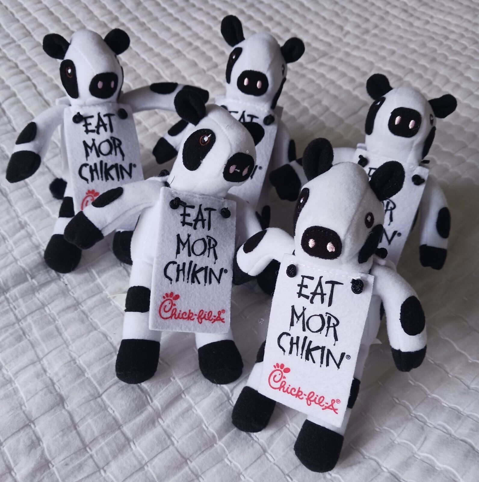 Chick-fil-A Cow Stuffed Plush Toy Eat Mor Chikin Approx. 6 Inch, LOT OF 5