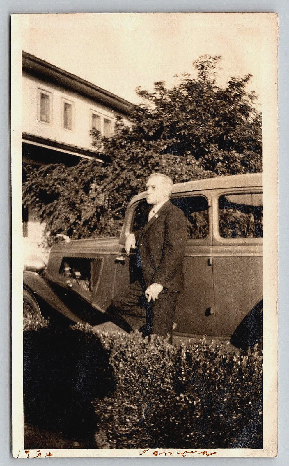 Original Old Vintage Antique Real Photo Car Gentleman Smoking Cigar Panama 1934