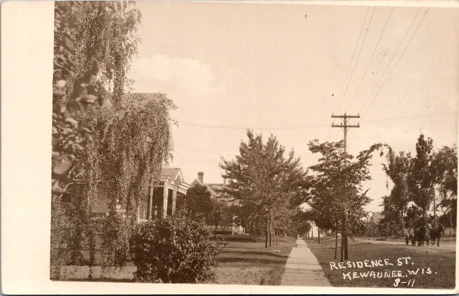 RPPC View of Residence Street, Kewaunee WI Vintage Postcard V65
