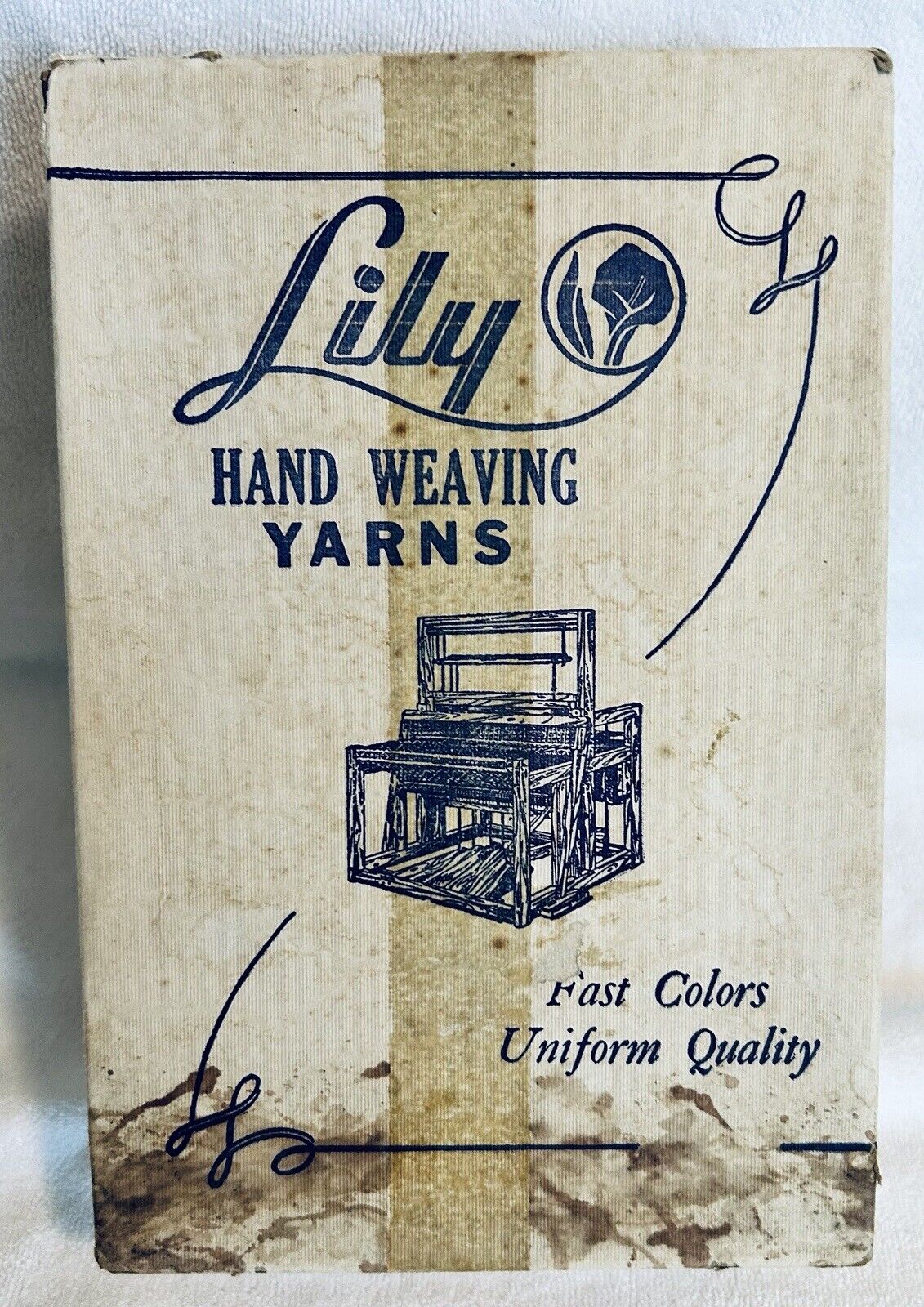 Vintage Box of 8 Lily Hand Weaving 2oz Linen Yarn Tubes - Vanilla Color/Used