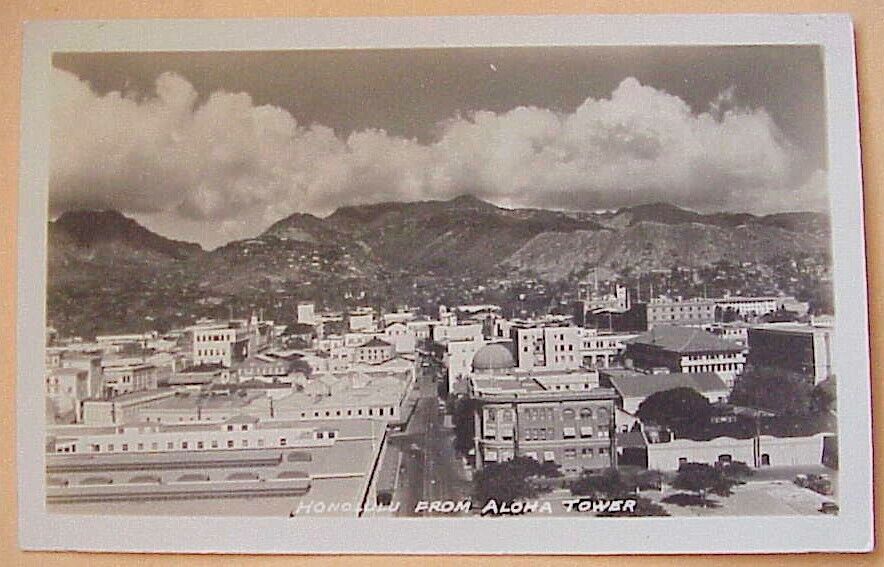 1930\'s Honolulu from Aloha Tower TH Hawaiian Islands AZO RPPC