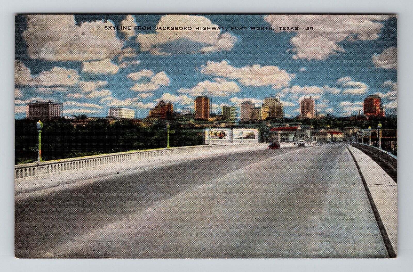 Fort Worth TX-Texas, Skyline from Jacksboro Hwy, Vintage Postcard
