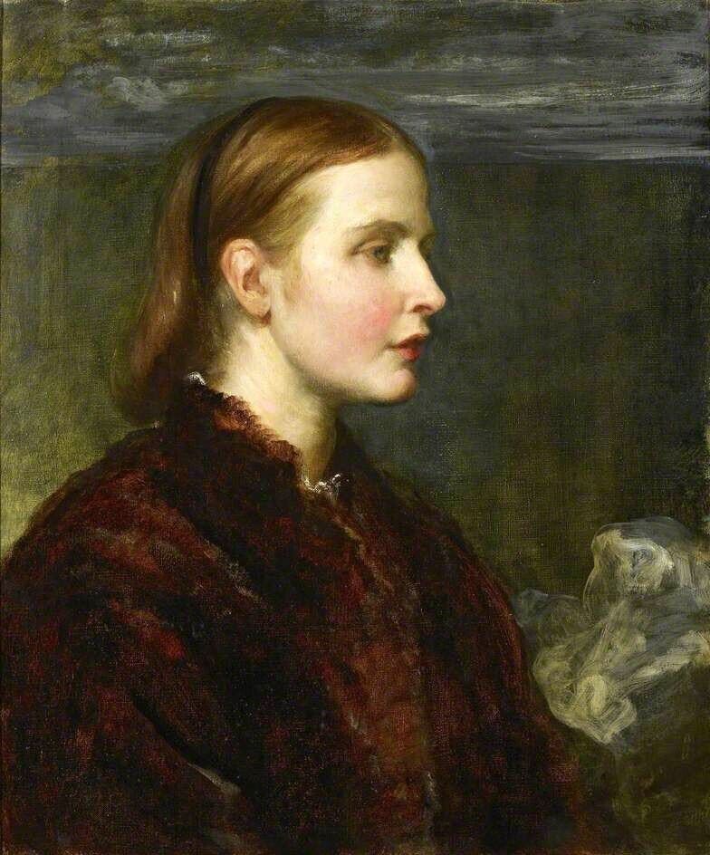 Oil painting young girl Miss-Eliza-Ann-Ogilvy-George-Frederic-Watts-Oil-Painting