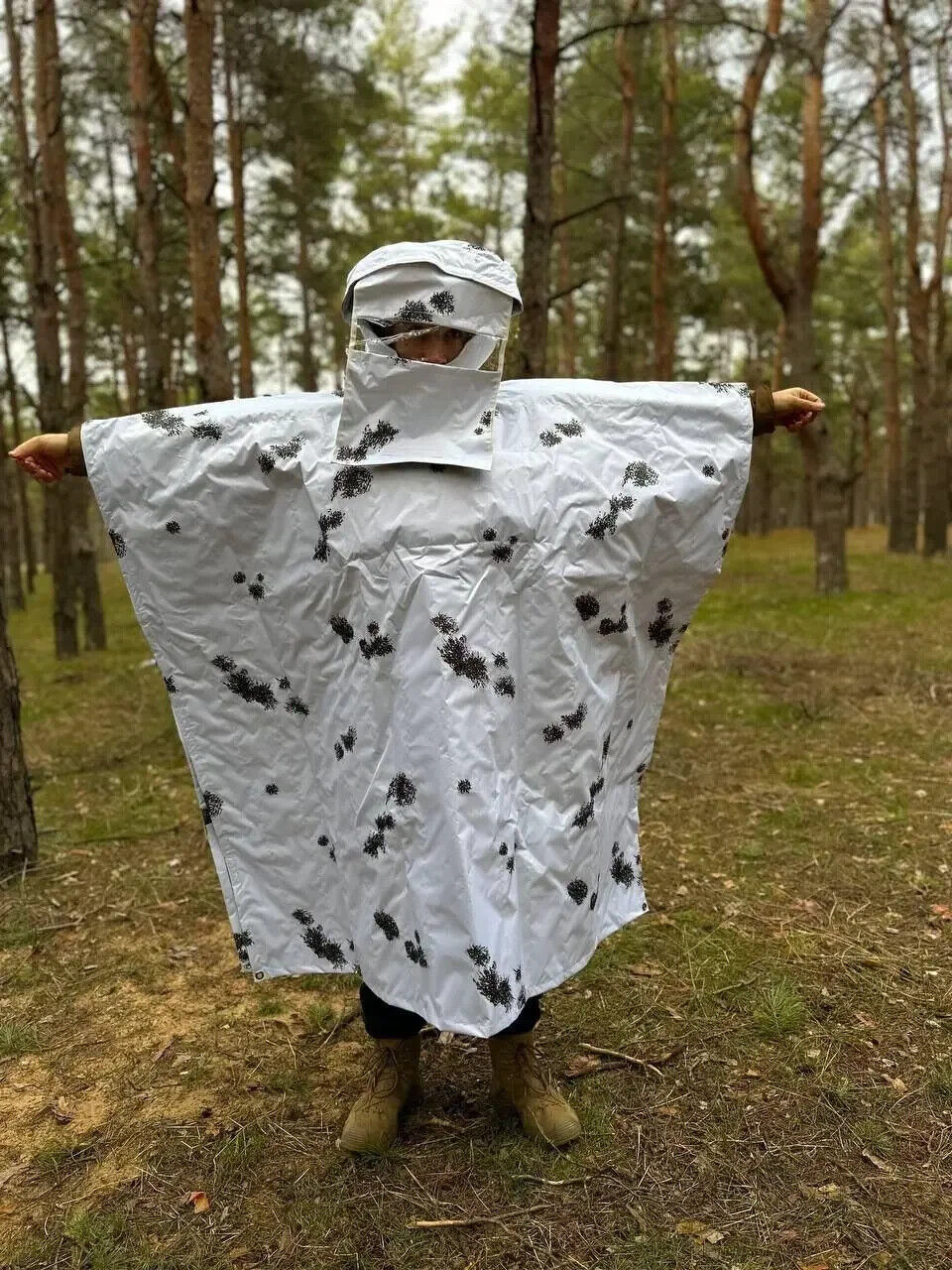 Anti-drone imaging cloak (anti-thermal) tactical poncho with the hood