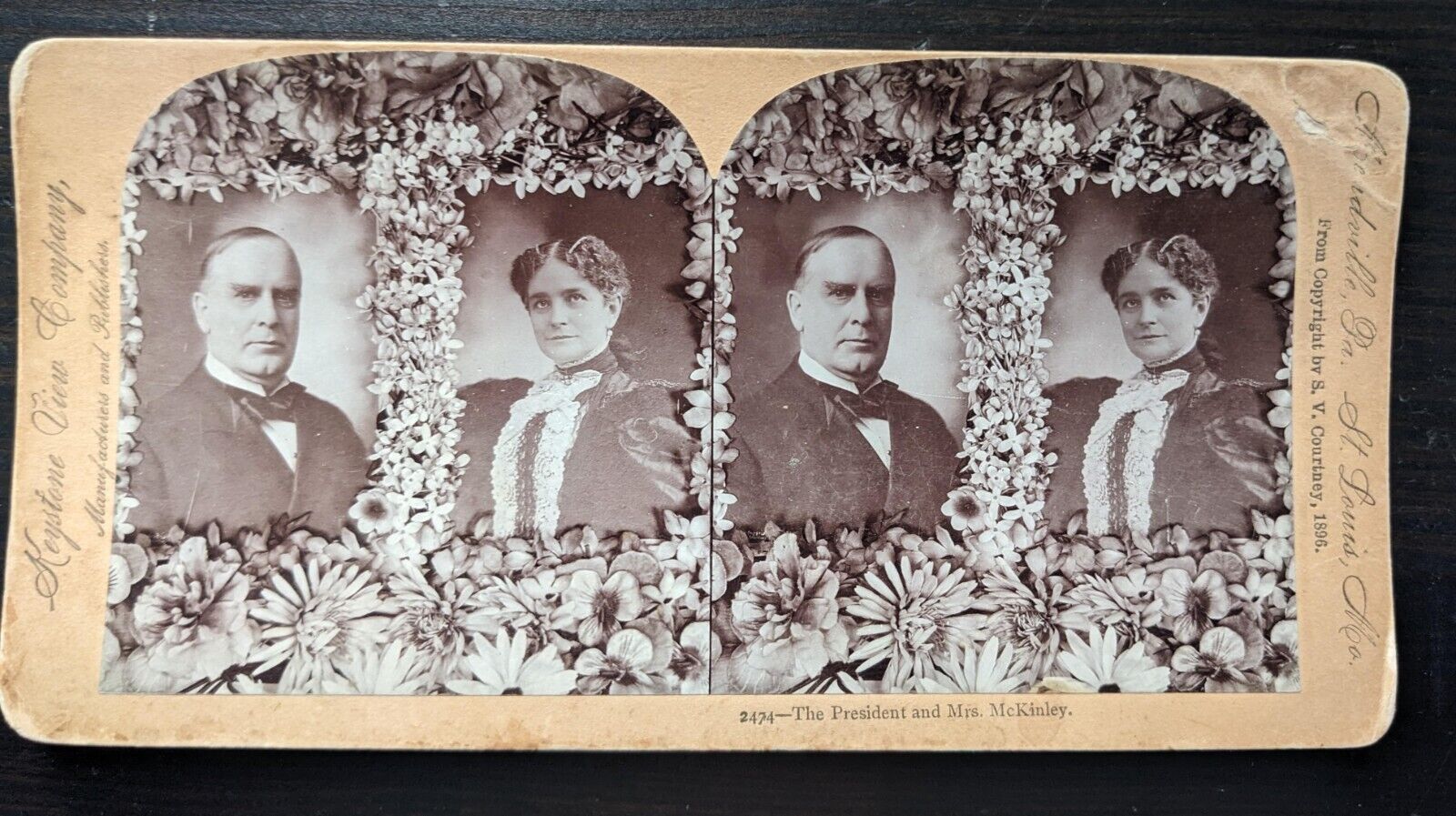 President McKinley & Mrs McKinley c1896 Keystone #2474 Stereoview Card