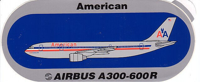 Official Airbus Industrie American Airlines A300-600R in Old Color Blue Sticker