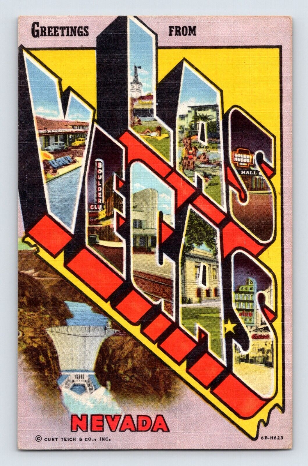 Postcard Nevada Las Vegas NV Large Letters 1954 Posted Linen