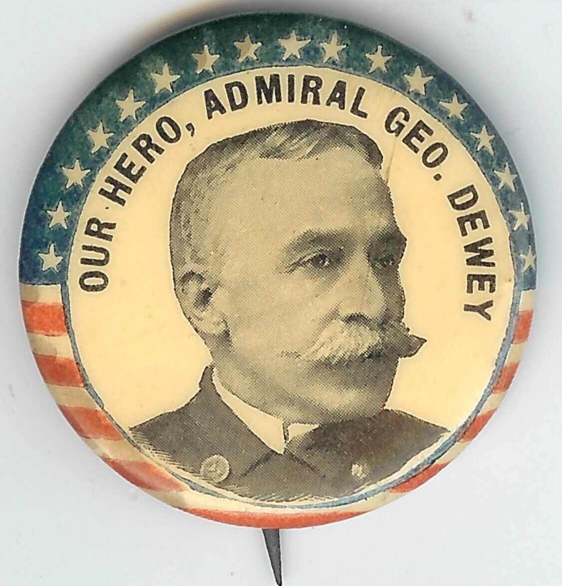 1899 OUR HERO Admiral George Dewey Spanish American War Pin pinback