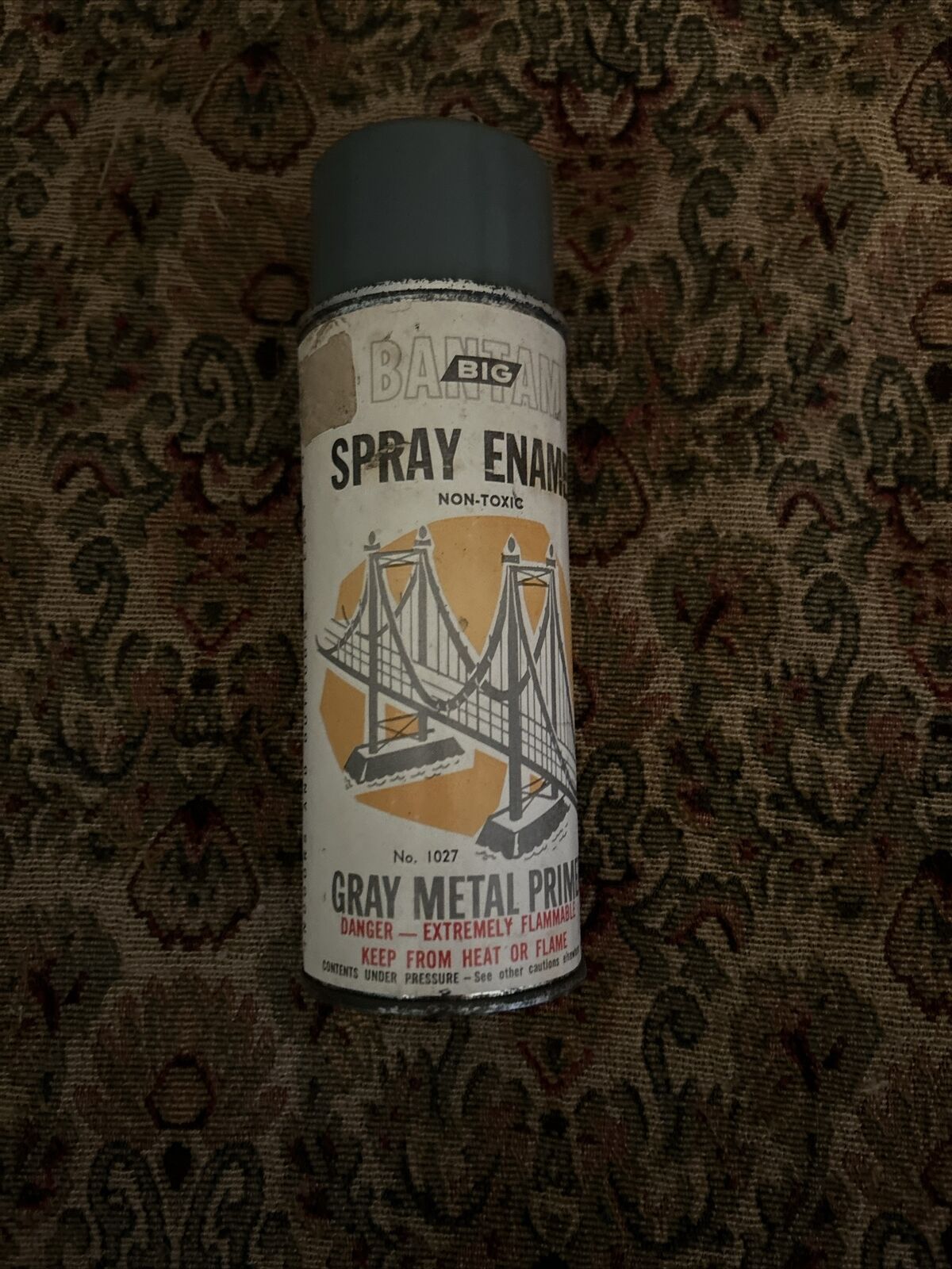 Vintage Extremely RARE Bantam Spray Paint Can NOT SEEN ON EBAY # 1027 Gray PAPER
