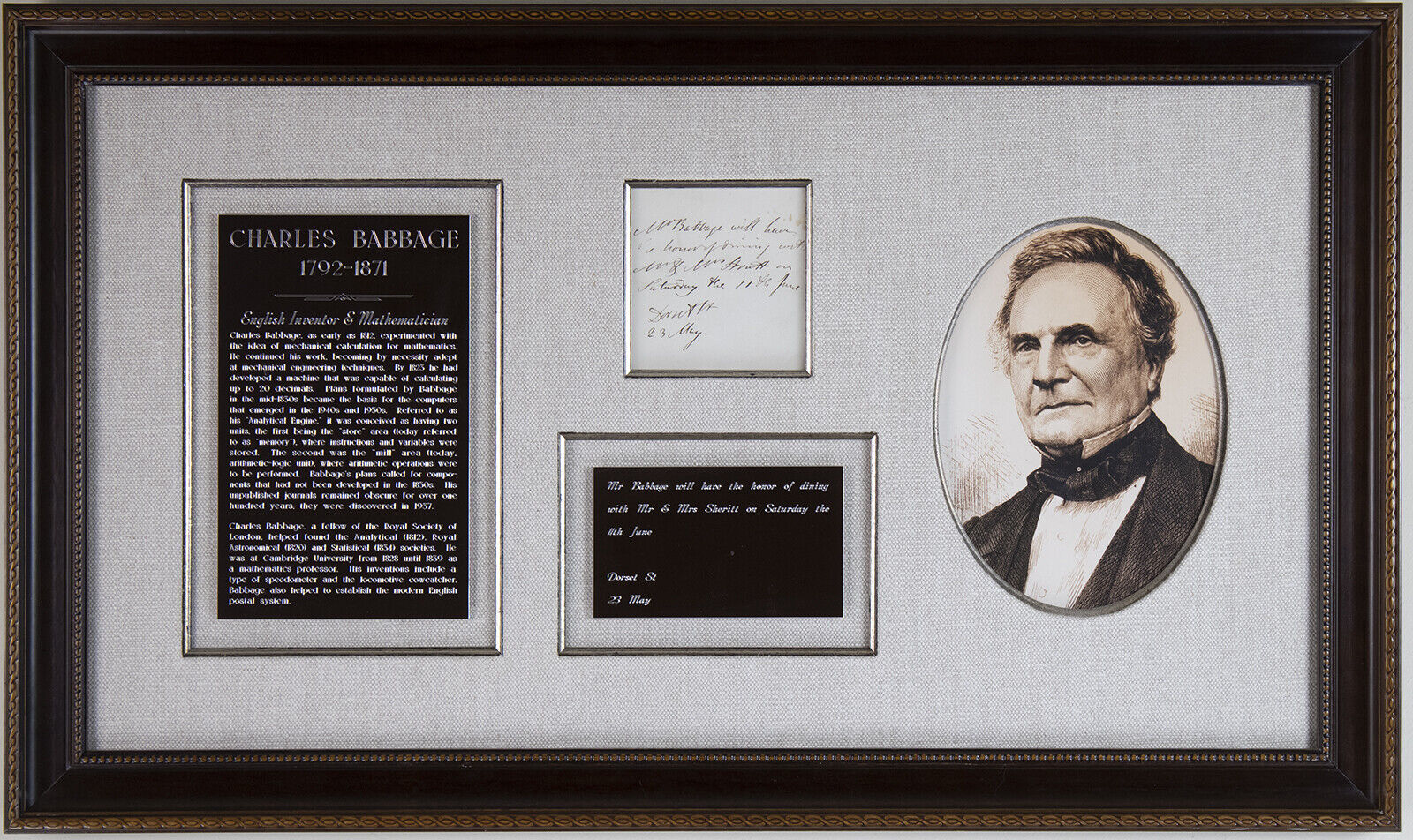 CHARLES BABBAGE - AUTOGRAPH NOTE SIGNED 5/23