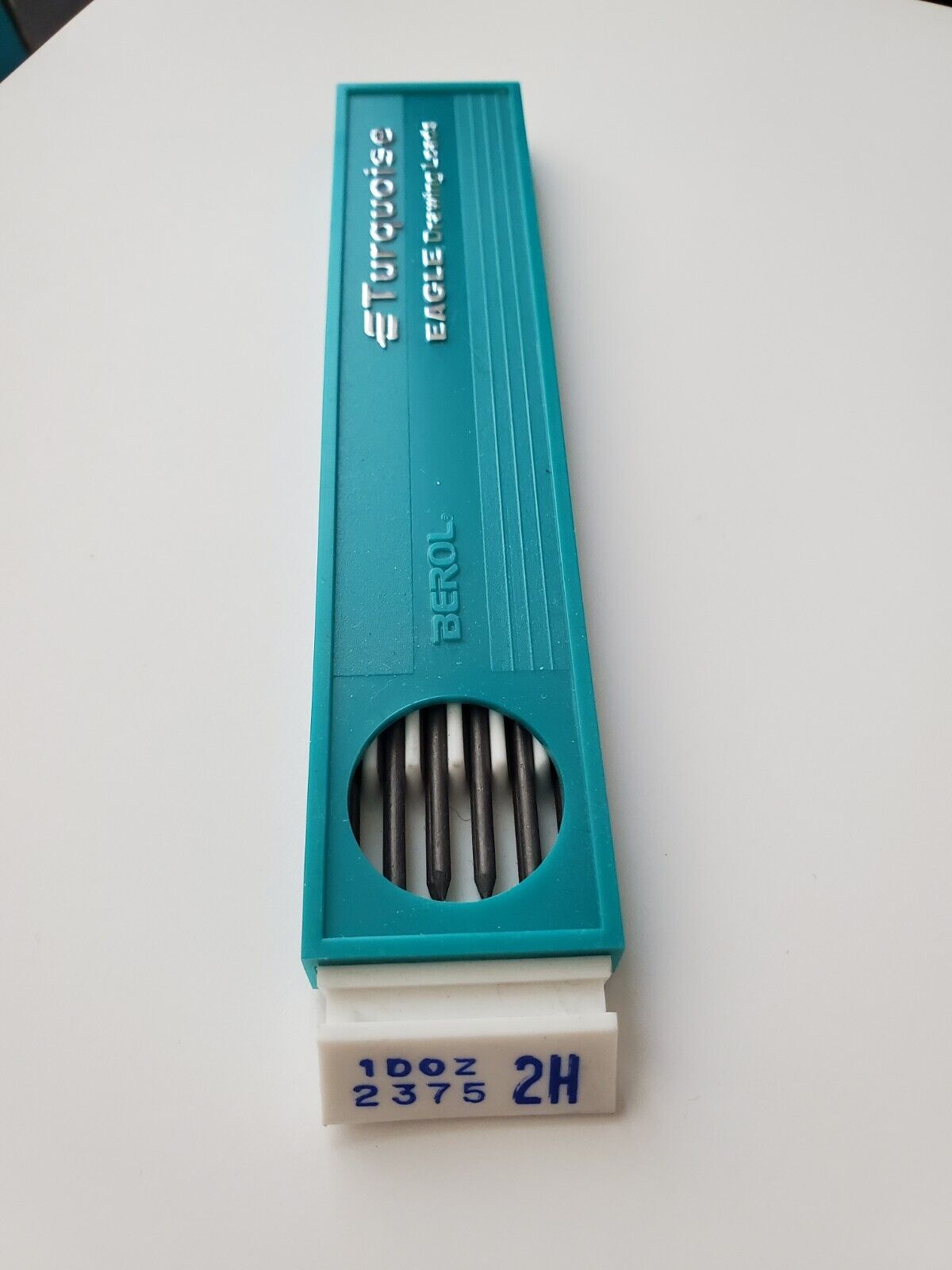 Vintage Berol Turquoise Drawing Pencil Leads -  2375 H - 12 Leads/Box 