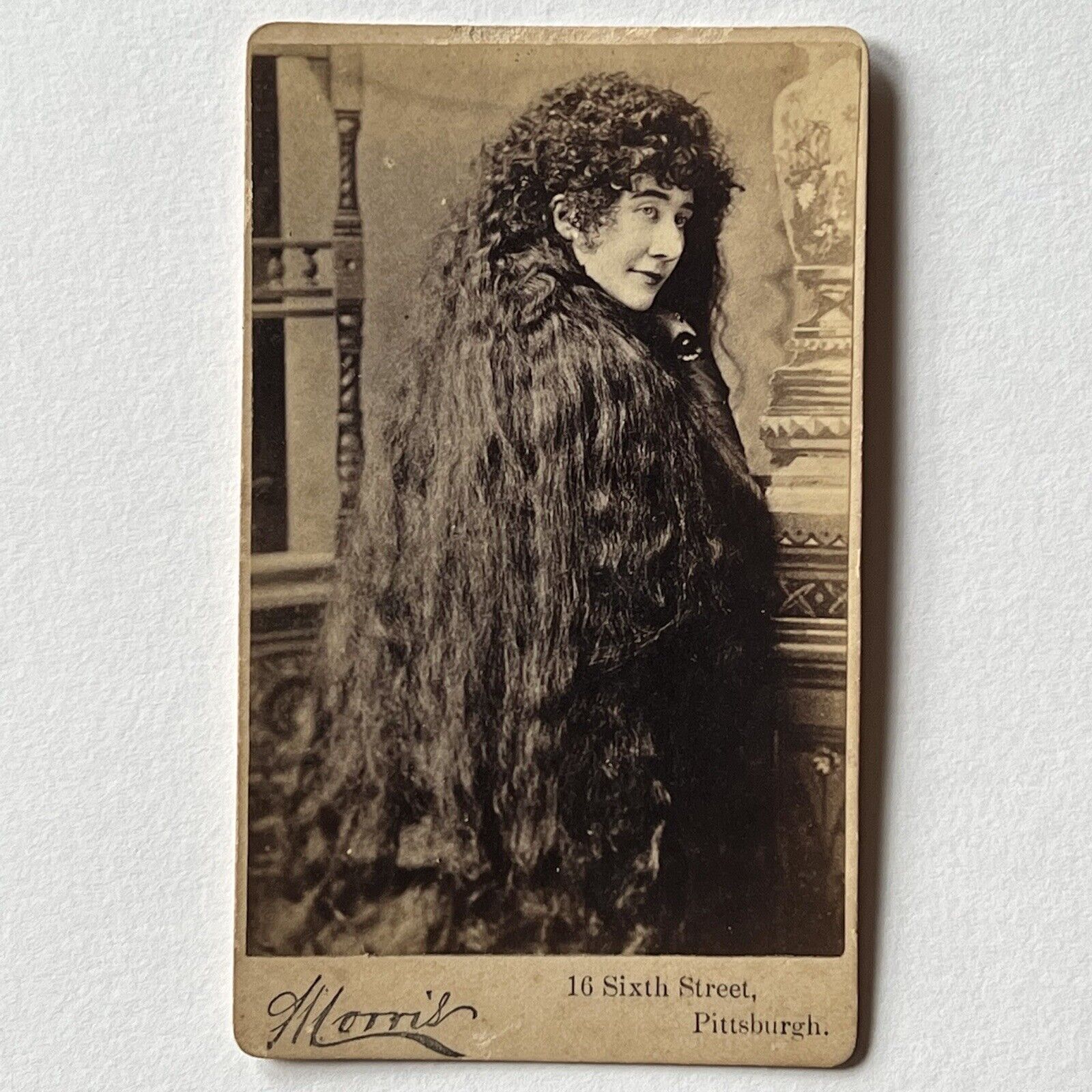 Antique CDV Photograph Beautiful Woman Long Hair Circus Odd Naomi Sutherland