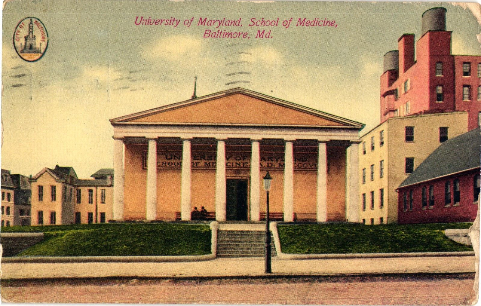 University of Maryland School of Medicine Baltimore MD Divided Postcard c1913