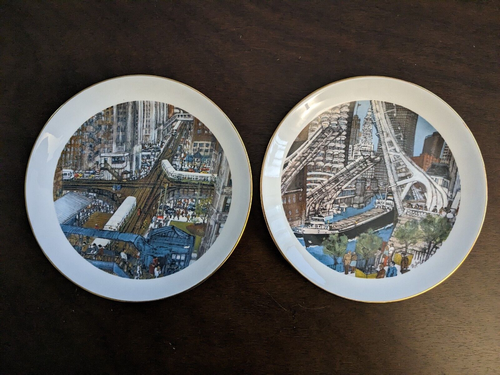 1978 Franklin McMahon Chicago Plates, Set Of Two