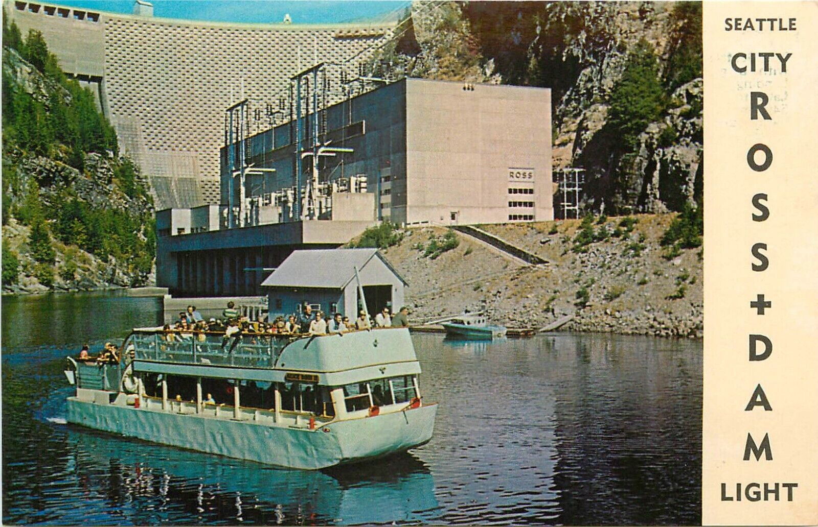 c1960s Alice Ross II Tour Boat at Ross Dam, Seattle, Washington Postcard