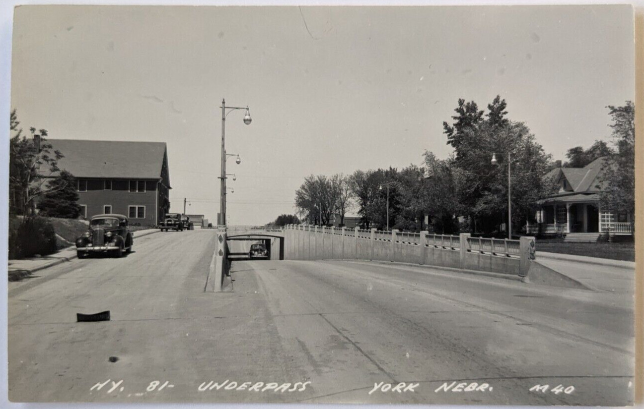 Highway 81 Underpass YORK Nebraska RPPC Vintage Real Photo Postcard 1940s A7