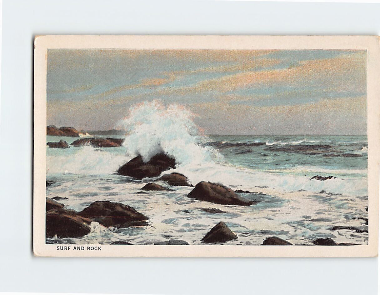 Postcard Surf and Rock Ocean Scene