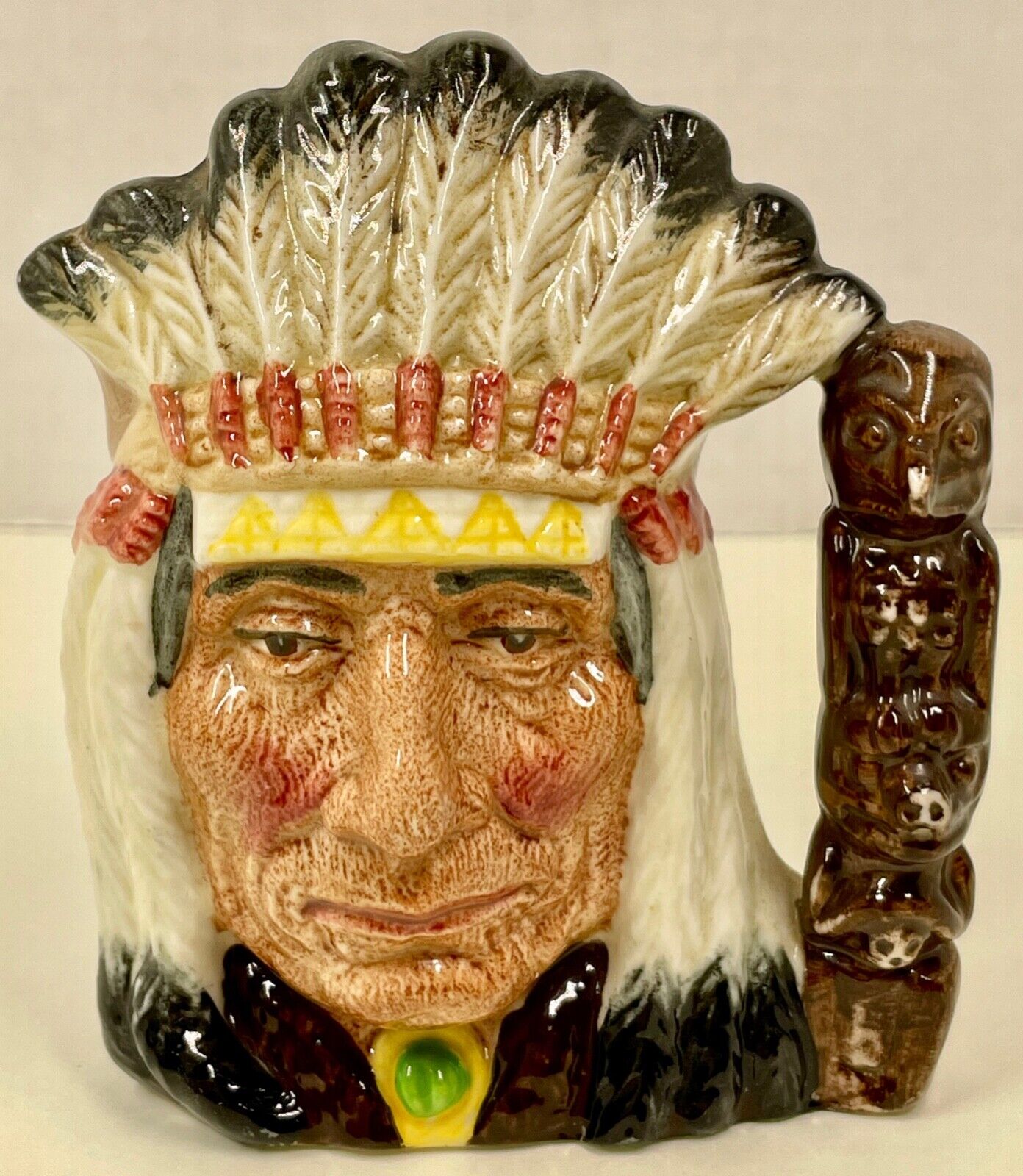 Royal Doulton Toby Jug “ North American Indian ” D6614  Size 4 3/8” -  Authentic