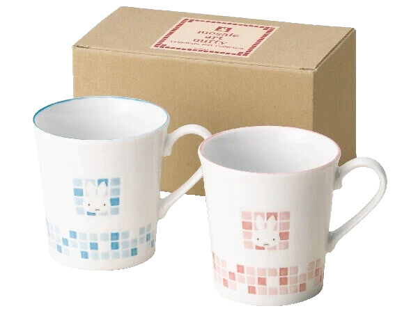 Miffy Mosaic Art Coffee Mug Cup Pair Set Gift Box Made In Japan Kaneshotouki NEW