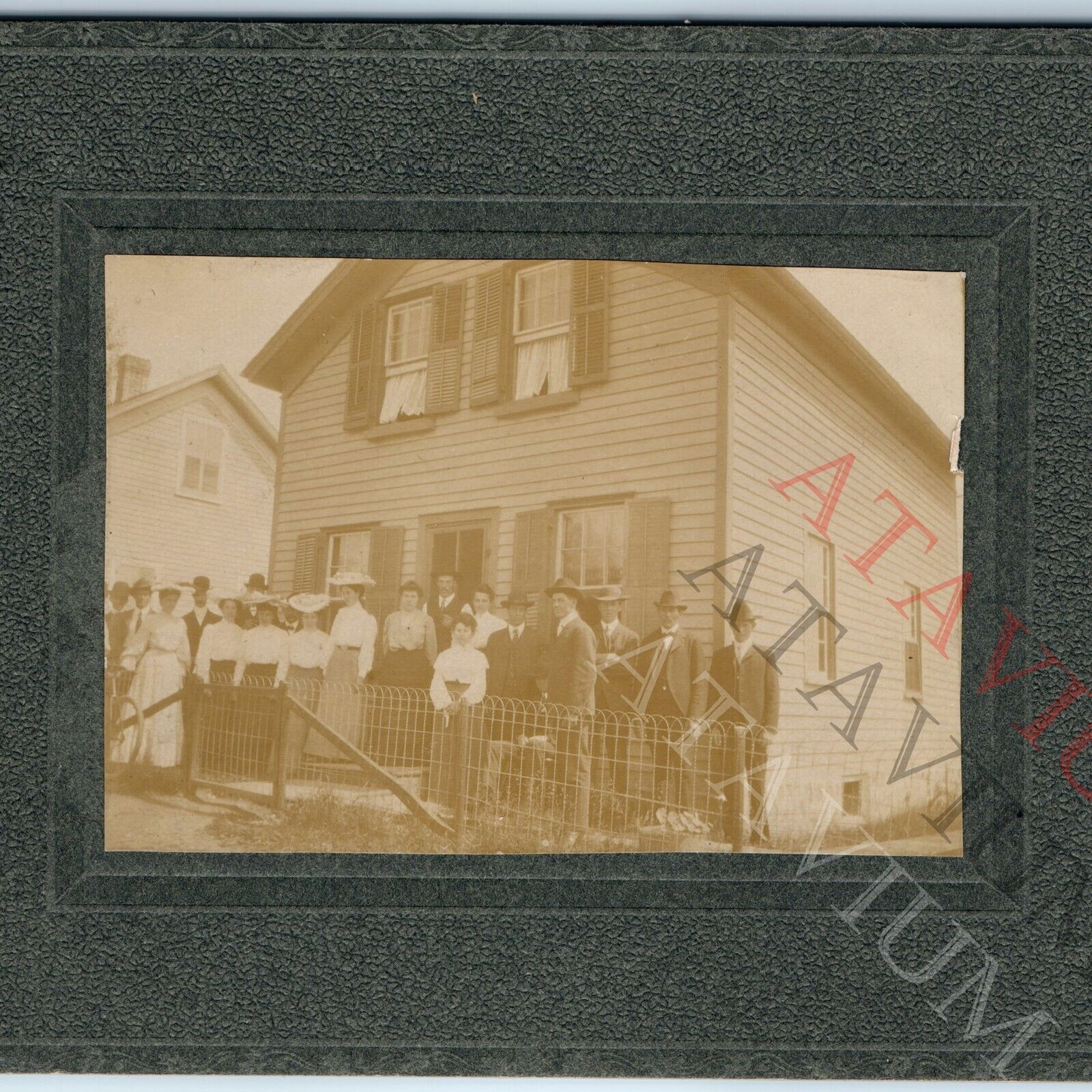 c1900s Outdoor Classy Group People House Mini Cabinet Card Real Photo Fancy B15