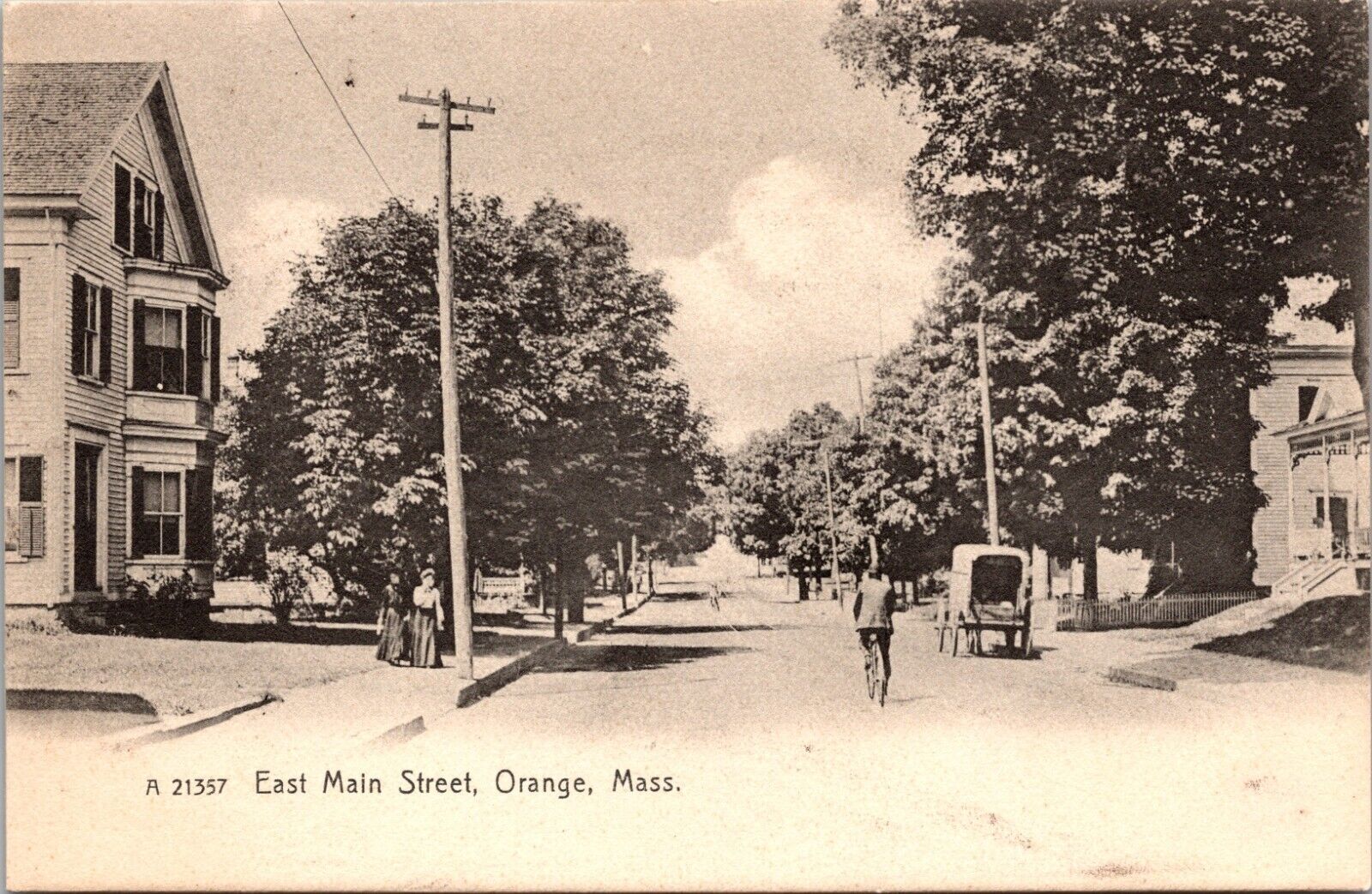 Unposted RPPC Postcard-South Main Street Orange Mass. Real Photo