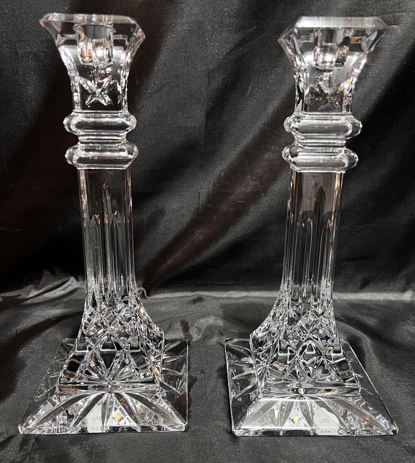 STUNNING Pair of Waterford Crystal “Lismore” 10” Candlesticks Near Mint