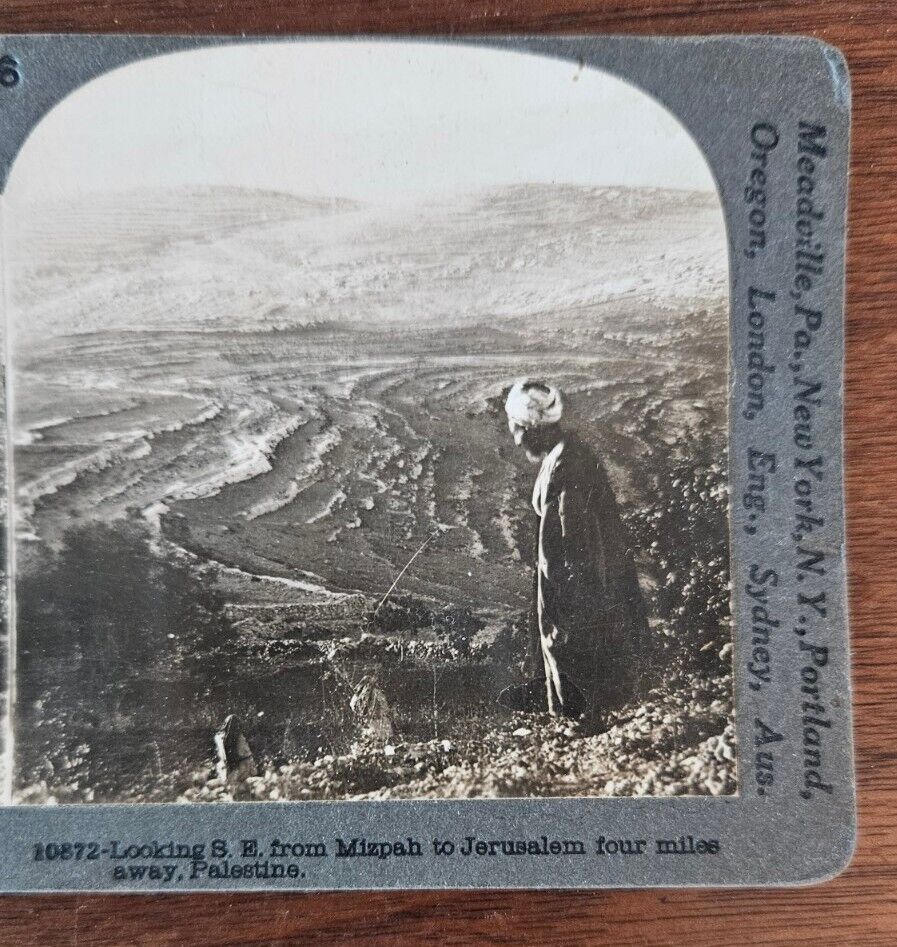 Keystone Stereoview Palestine 1930’s Looking S.E. from Mizpah to Jerusalem #6