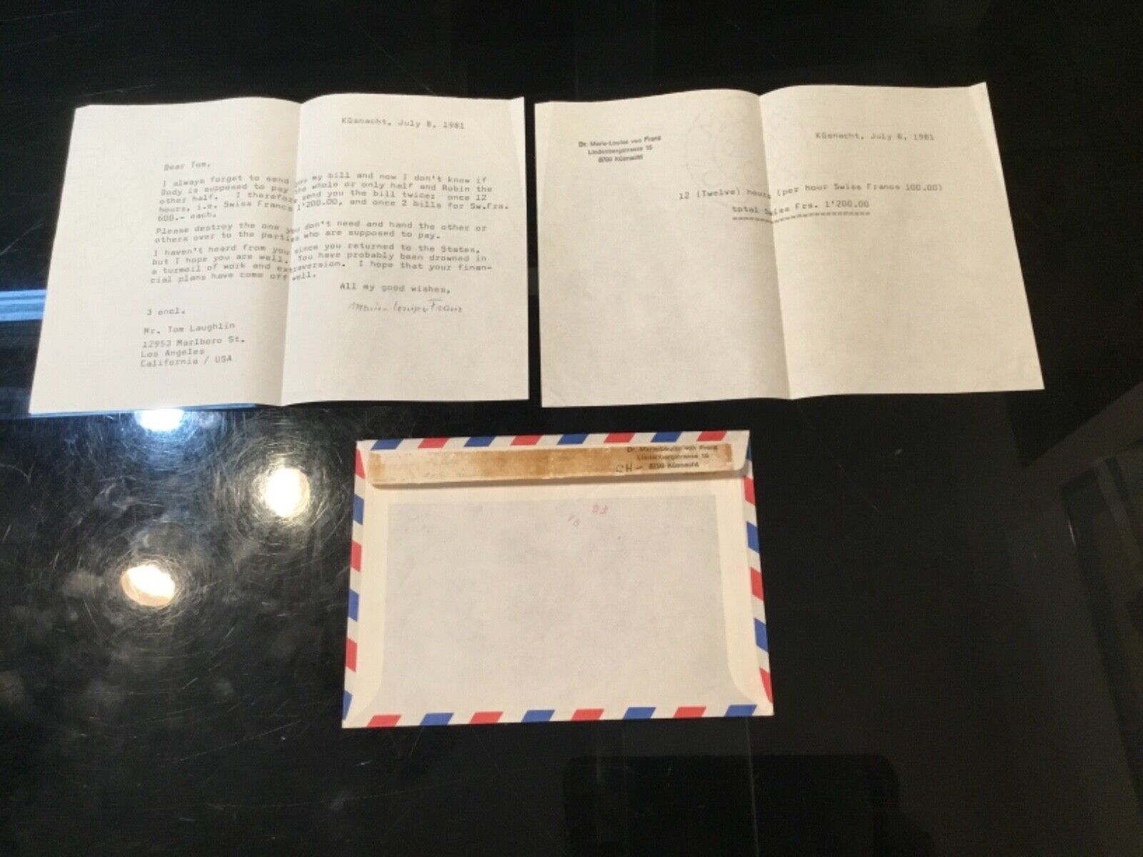Marie-Louise von Franz Swiss Psychologist Hand Typed & Signed Letter Billy Jack