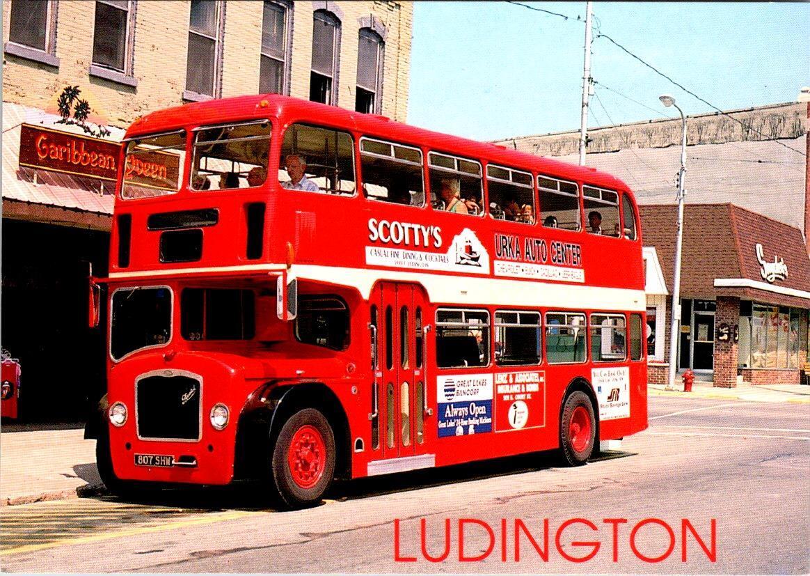 Ludington, MI Michigan BRISTOL DOUBLE DECKER BUS  Caribbean Queen  4X6 Postcard