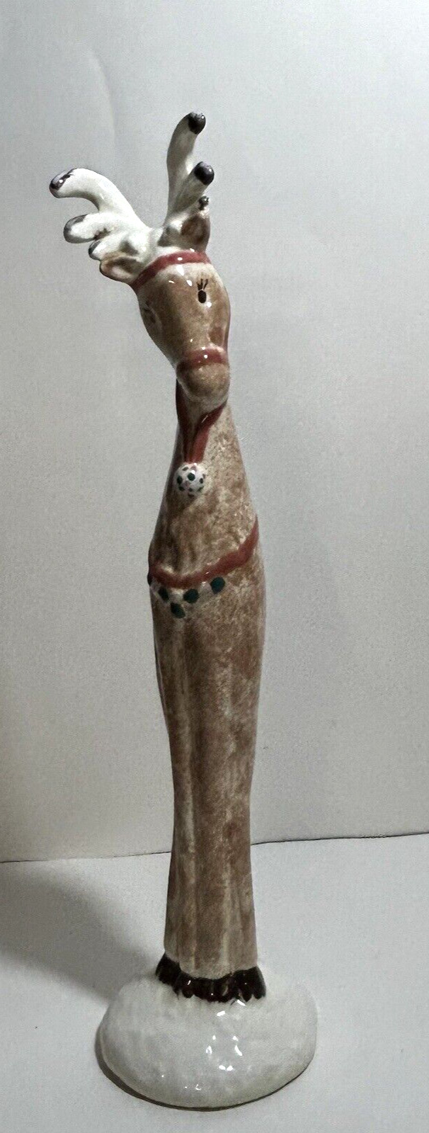 Vintage Shy Reindeer Statue 1999 Tall Skinny Hand Painted Holidays Christmas *