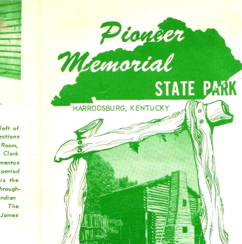 1940s Harrodsburg, KY Pioneer Memorial State Park Brochure George Rogers Vtg 1E