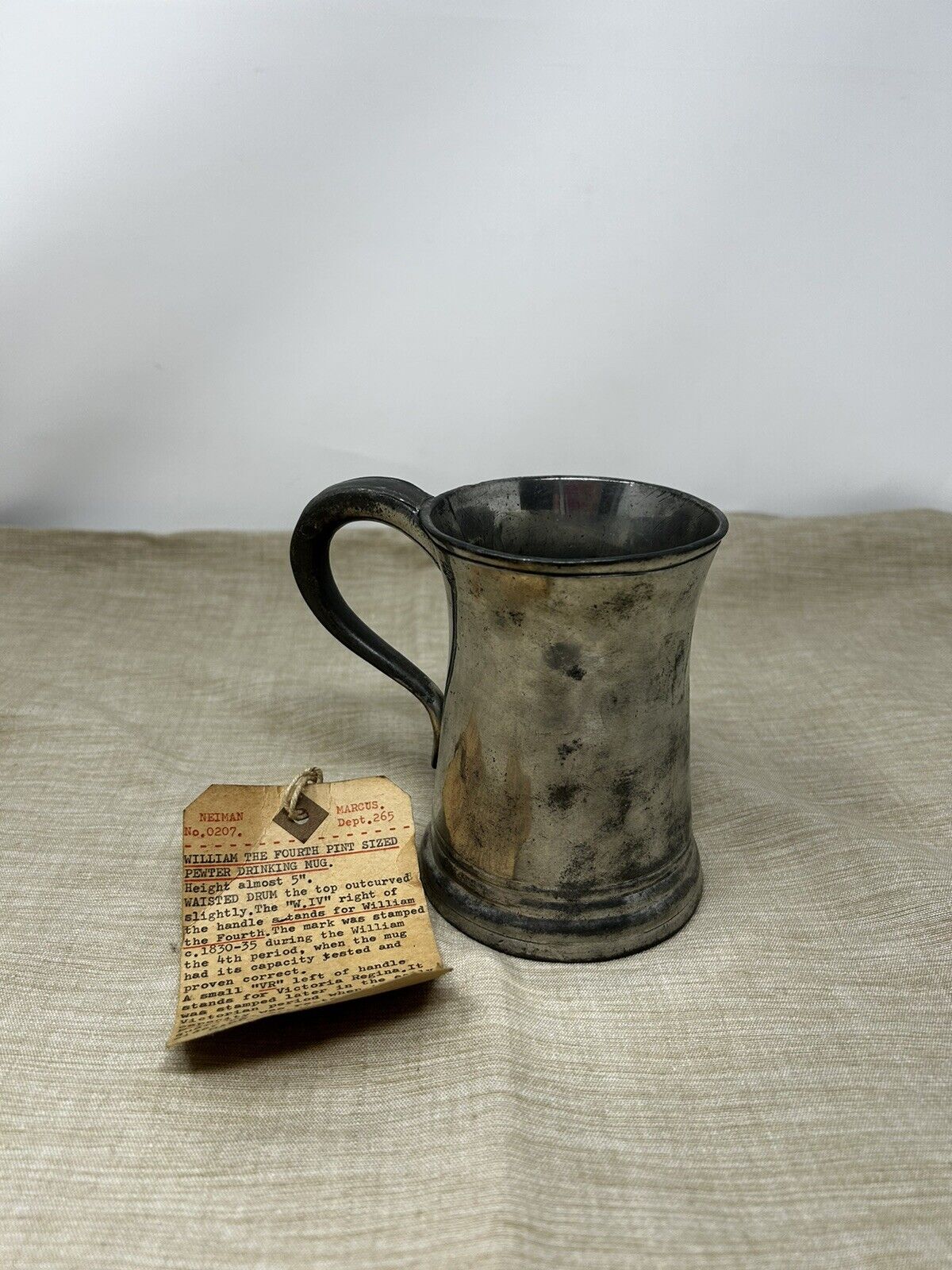 Antique William The IV English Pewter Pint Drinking Mug c. 1830-1975