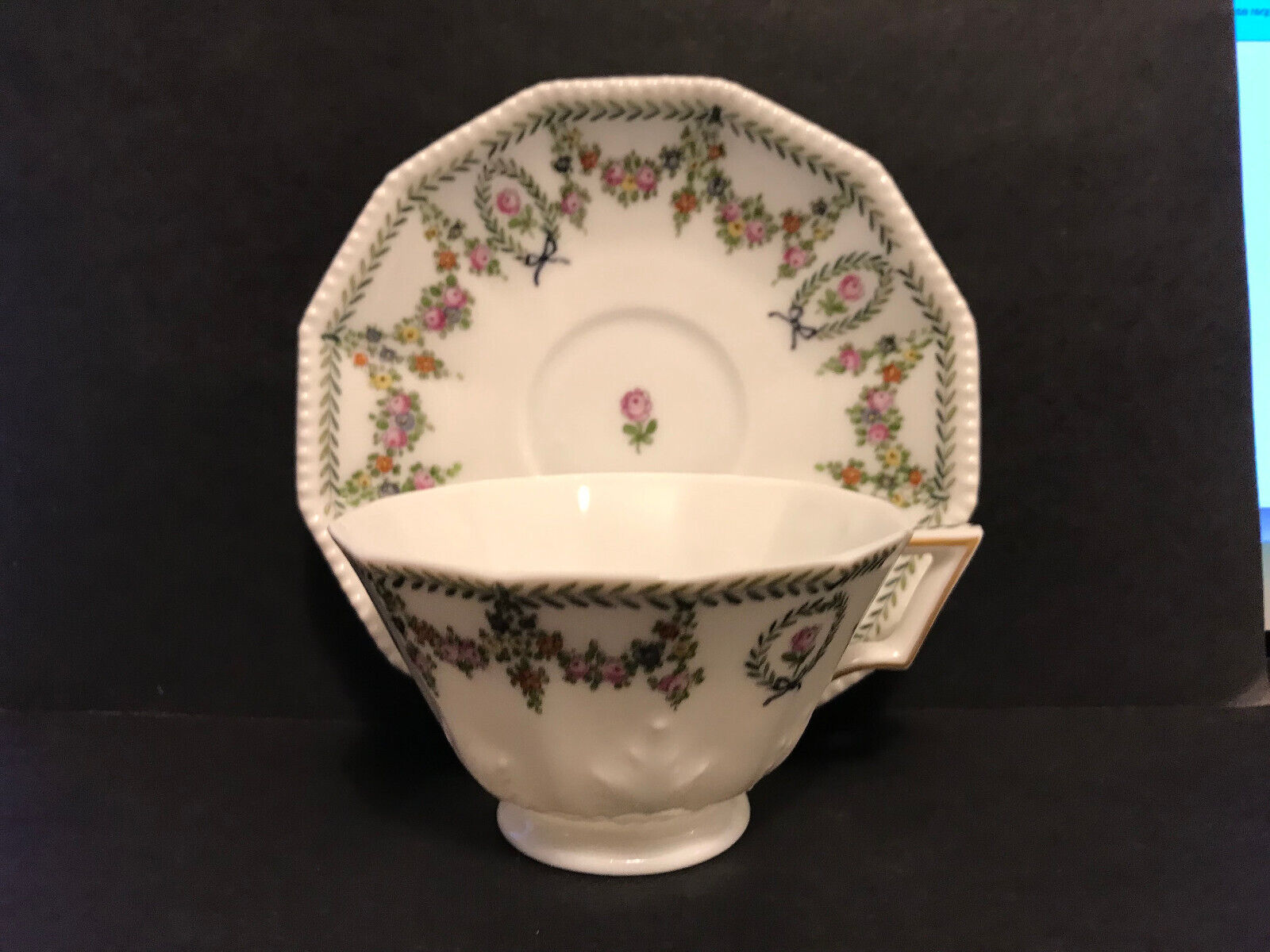 Vintage Nymphenburg Porcelain, Demitasse Espresso Demi Cup & Saucer Set