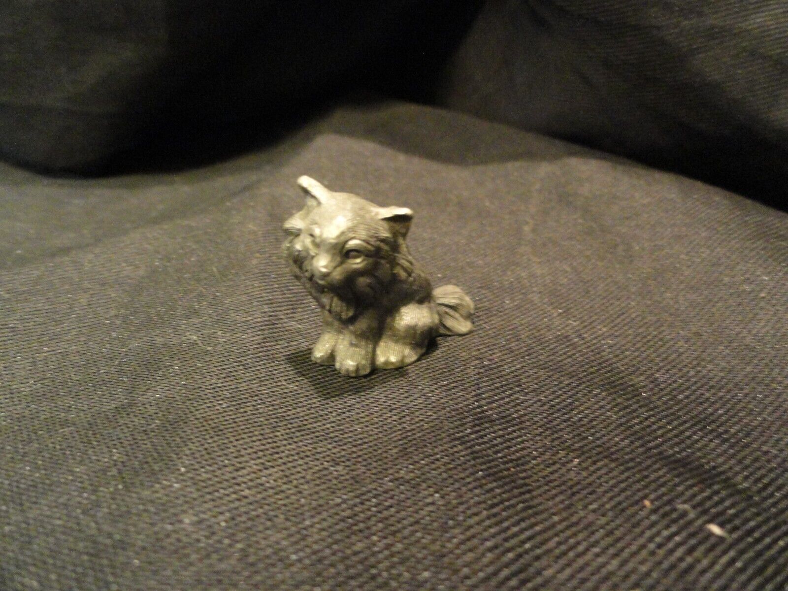 Vintage Spoontiques Solid Pewter Fox Cat Lynx Wild Animal Figurine 1” Tall