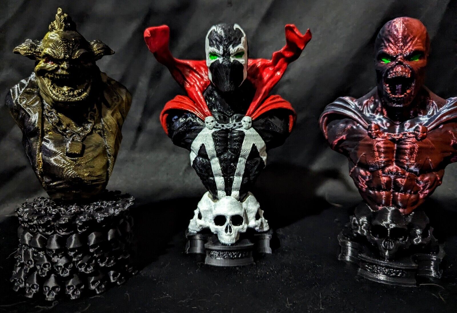 Busts of Spawn and Violator in Clown form. Image Comics Spawn Statues