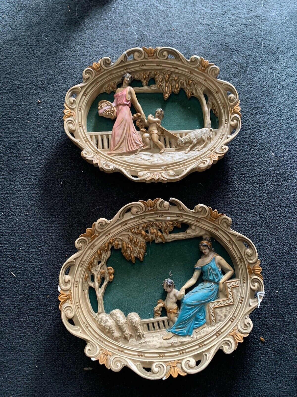 PAIR OF  CHALKWARE WALL PLAQUES