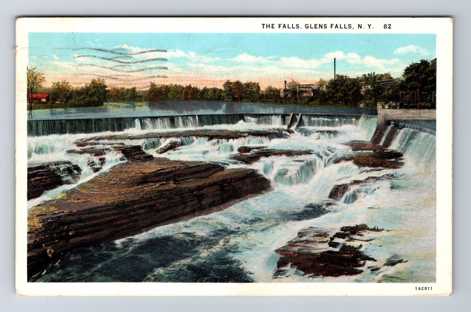 Glens Falls NY-New York, The Falls, Antique, Vintage c1933 Postcard