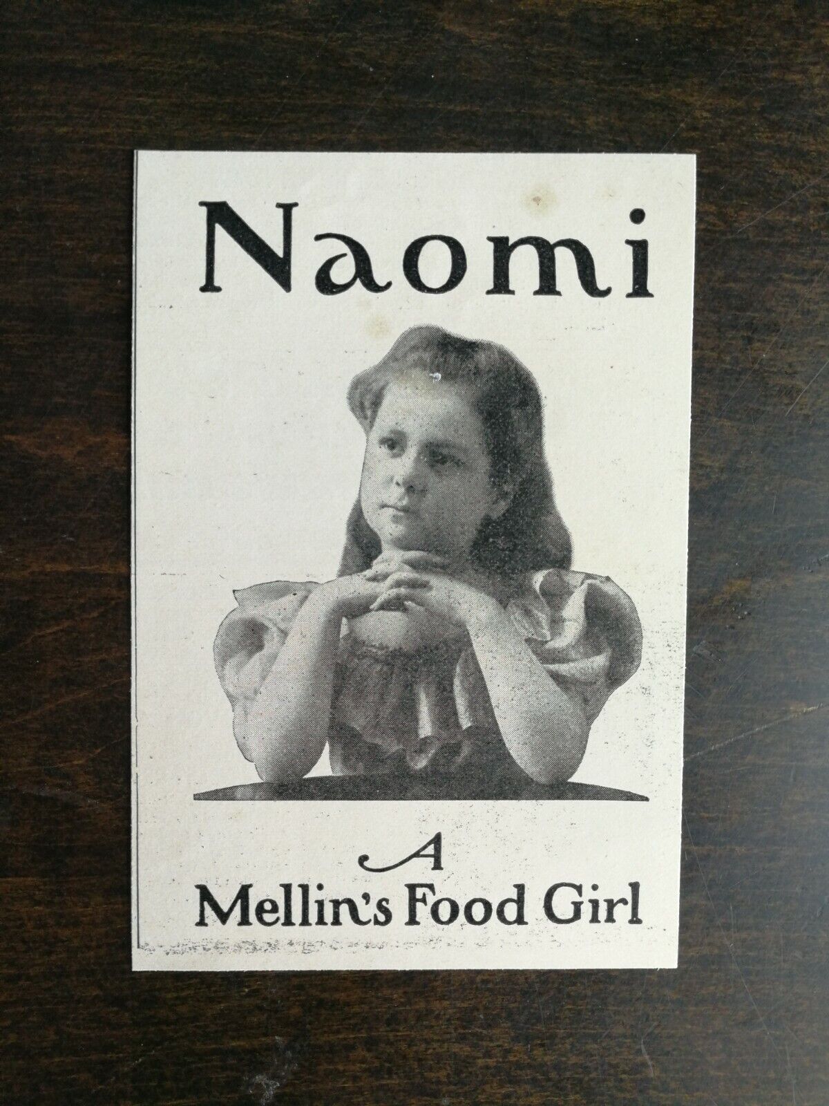 Vintage 1901 Naomi A Mellin's Food Girl Original Ad