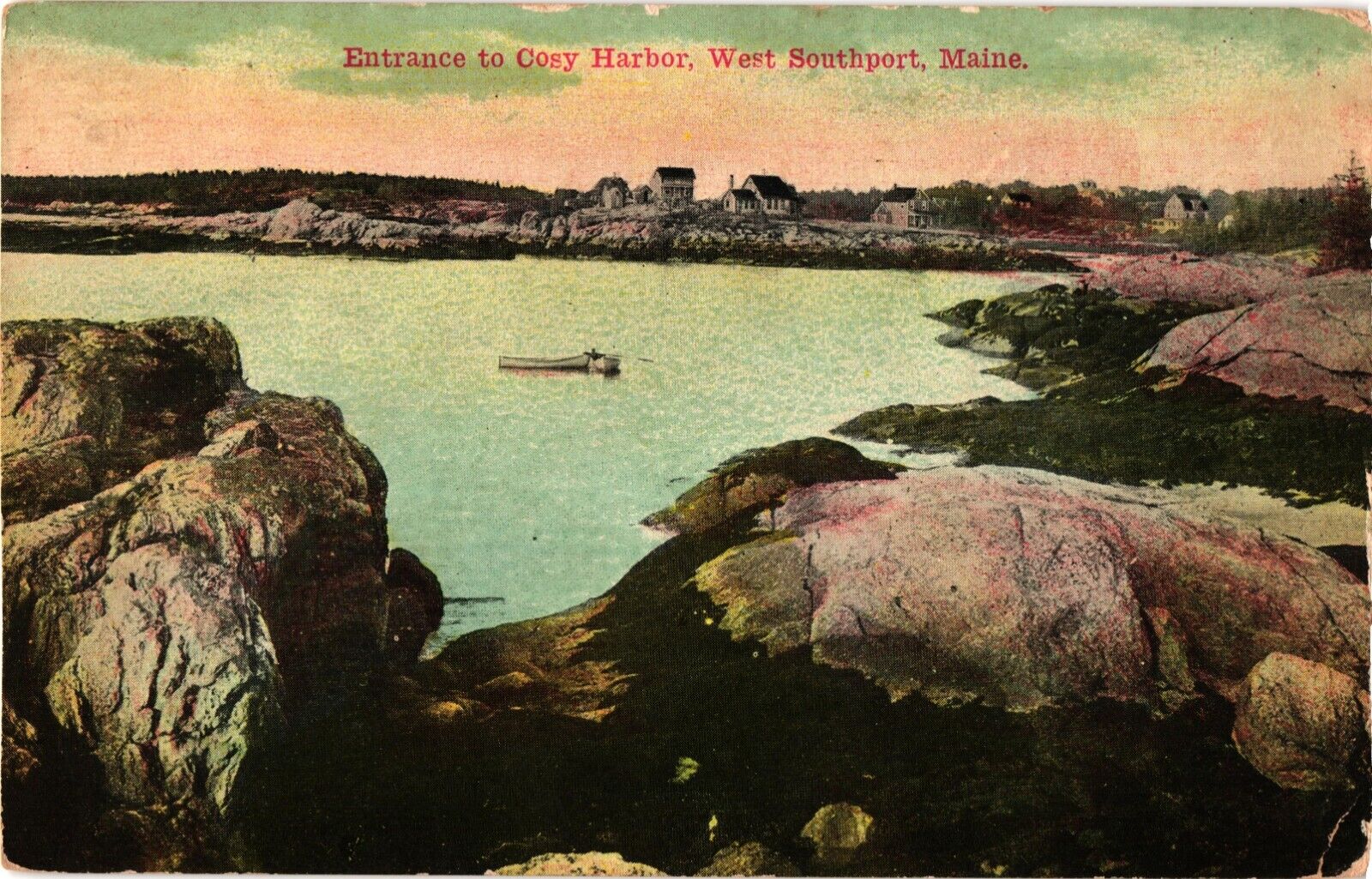 1912 Entrance COSY HARBOR West Southport Maine Postcard