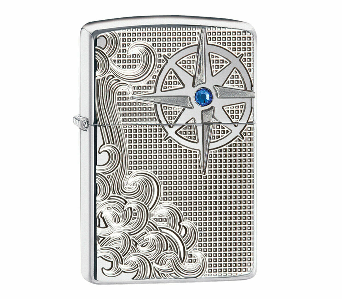 Zippo Armor Luxury Waves Lighter, Deep Carved With Crystal, 28809, New In Box