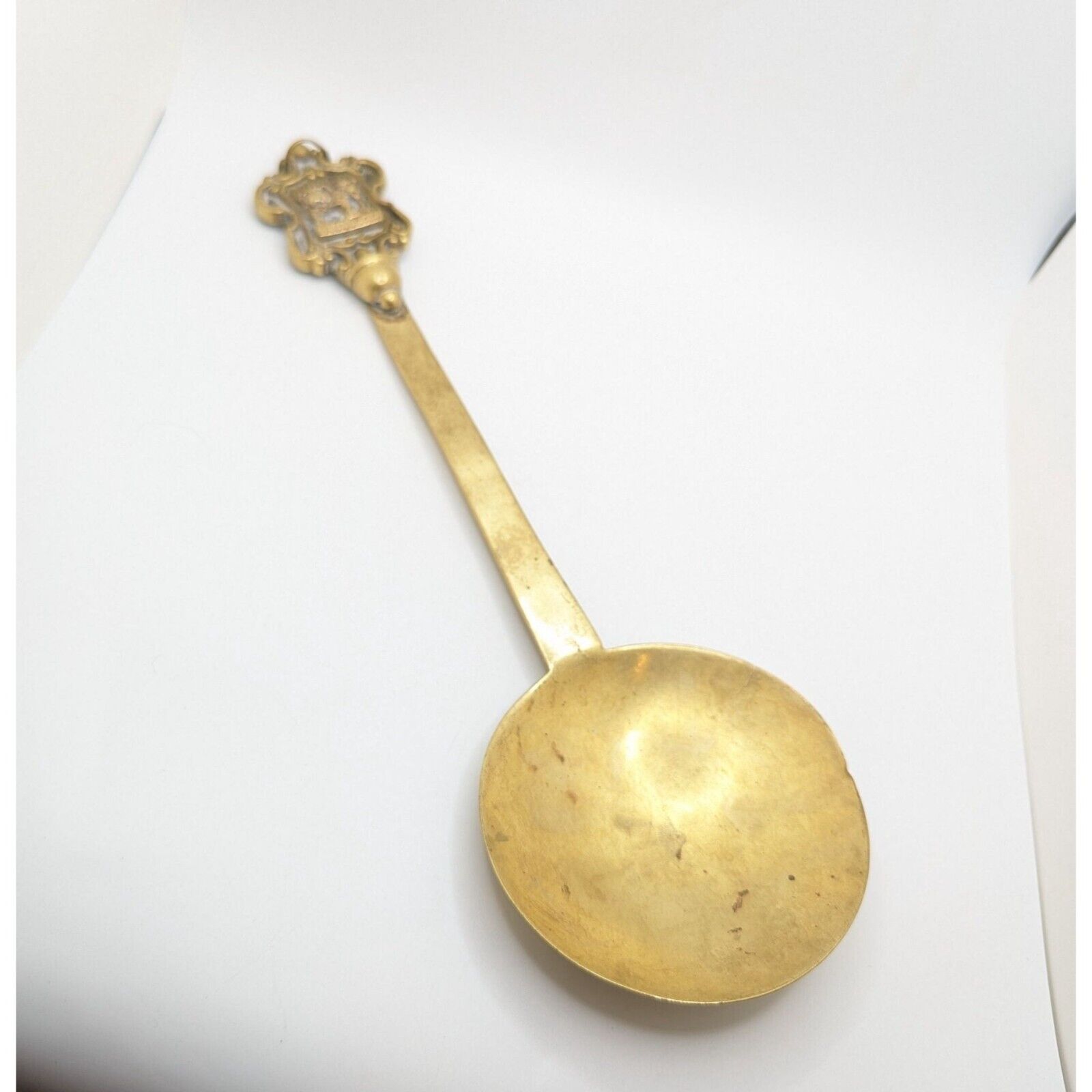 Antique Bulldog Solid Brass Spoon Utensil Serving Heavy Hanging Rare Yale Univer
