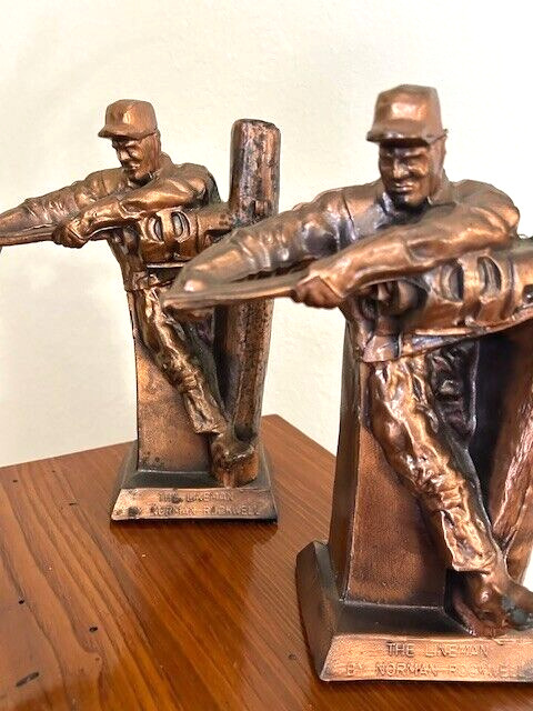 Vintage Statues  The Lineman  by Normal Rockwell Reproduced With Perm of AT&T