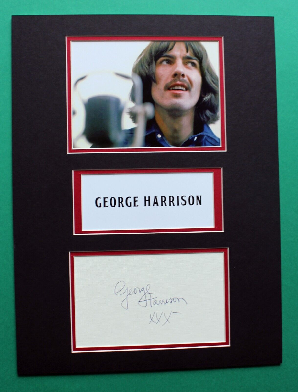 GEORGE HARRISON AUTOGRAPH artistic display The Beatles